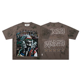BKYS Dreadlock Skull Cash Brown Washed Oversized Graphic T‑Shirt