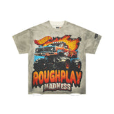 Roughplay Madness Fire Monster Truck Retro Distressed Tee