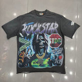 Roughplay Rockstar Skeleton Gotham City Collage Graphic Tee