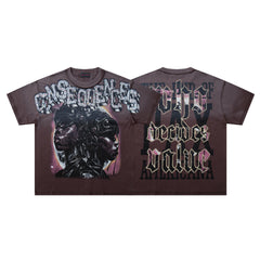 Rare Peace Consequences No Deserves Value Portrait Graphic Streetwear Short Sleeve Tee