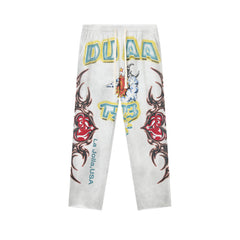 DUAA Sun‑Moon Tribal Heart Graphic Vintage Washed Straight‑Leg Sweatpants