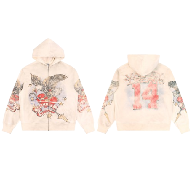 Vale Forever Valley Dreams Eagle Graphic Zip-Up Hoodie