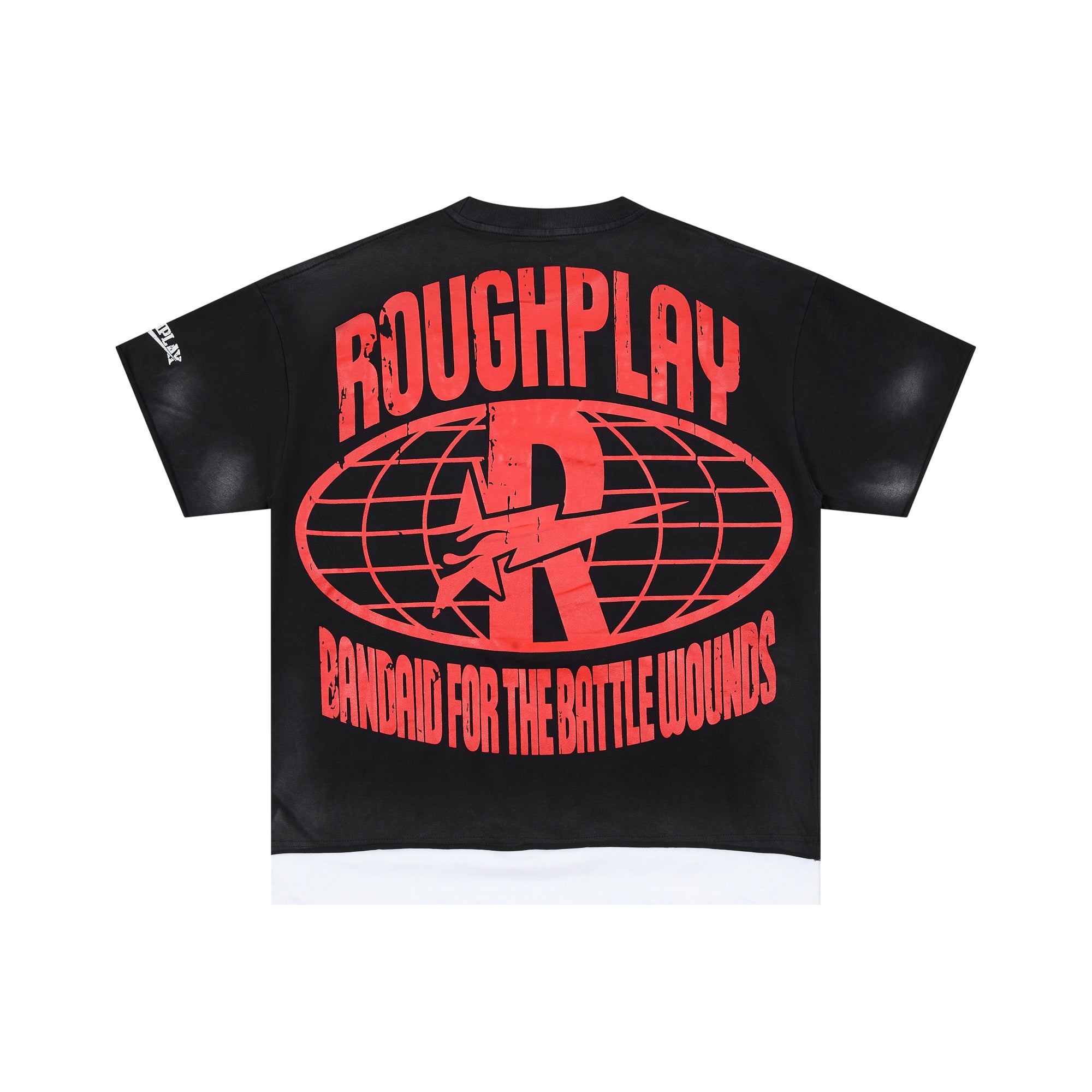 Roughplay Bandana Skeleton Lowrider Layered Hem Double‑Sided Distressed Tee