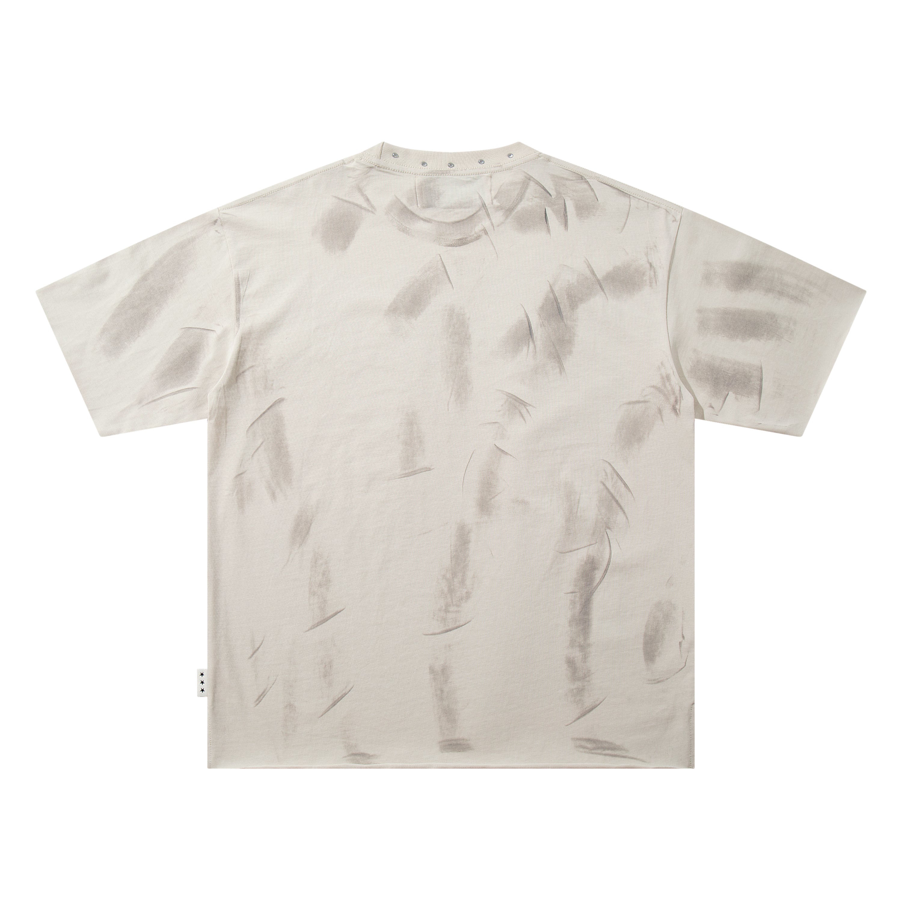 BKYS City Two Figures Rhinestone Beige Oversized Graphic T-Shirt