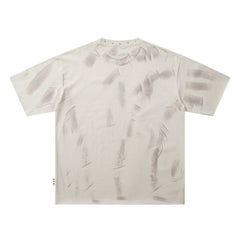BKYS City Two Figures Rhinestone Beige Oversized Graphic T-Shirt