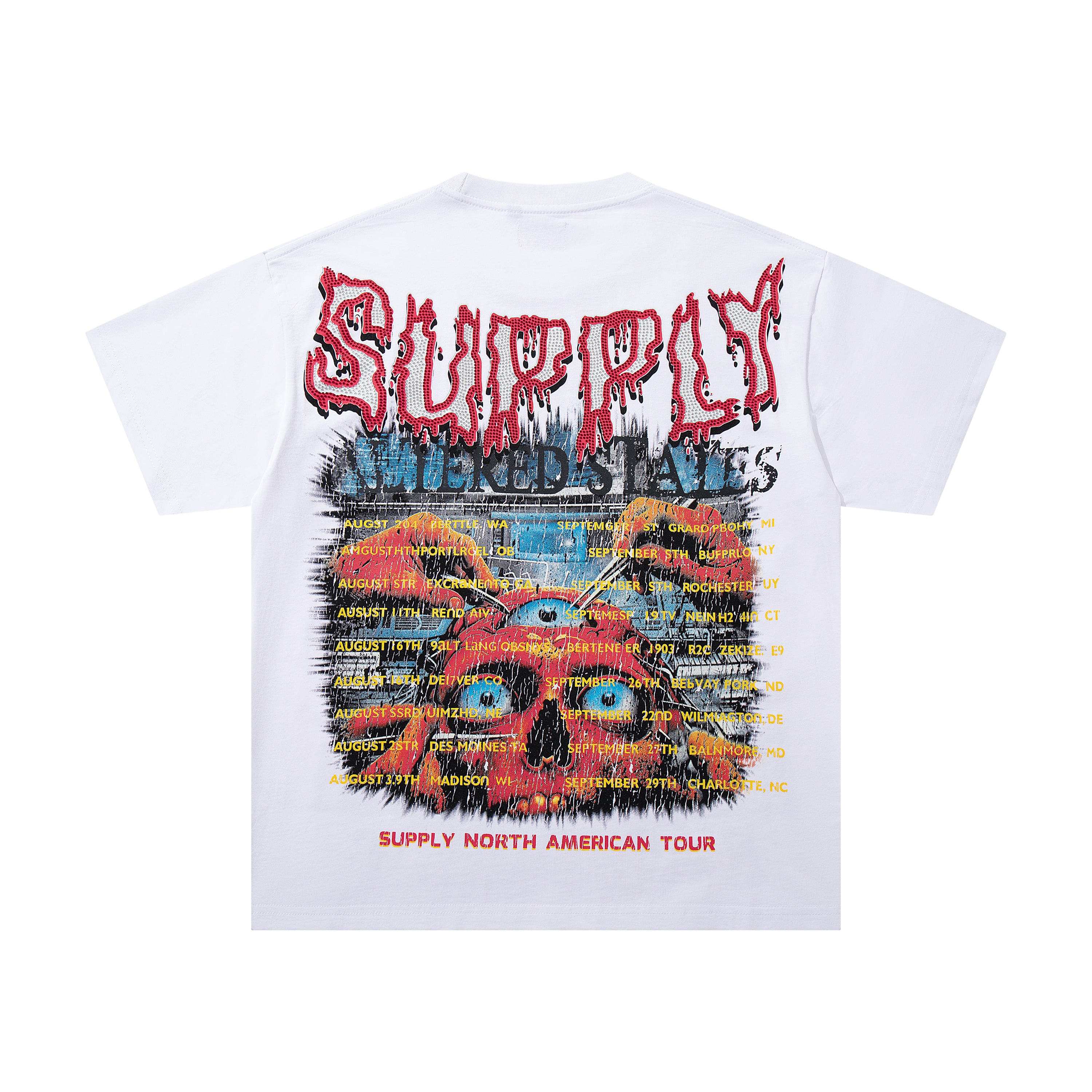 SUPPLY Abstract Skull Punk White Oversized Graphic T‑Shirt