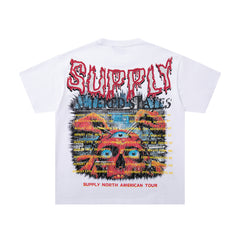 SUPPLY Abstract Skull Punk White Oversized Graphic T‑Shirt