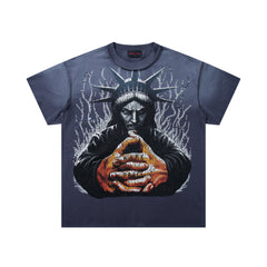 Rare Peace Worry For The Rest Of The World Statue Figure Graphic Streetwear Tee