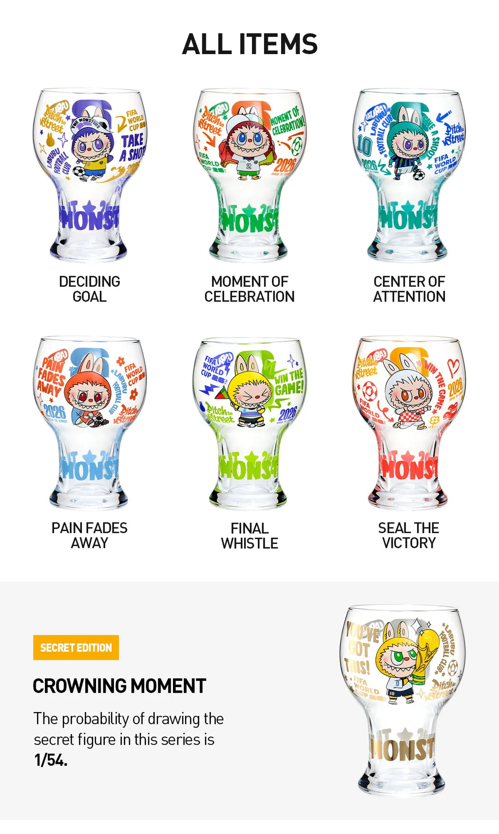 [pre order] THE MONSTERS × FIFA SERIES-Glass Cup Blind Box