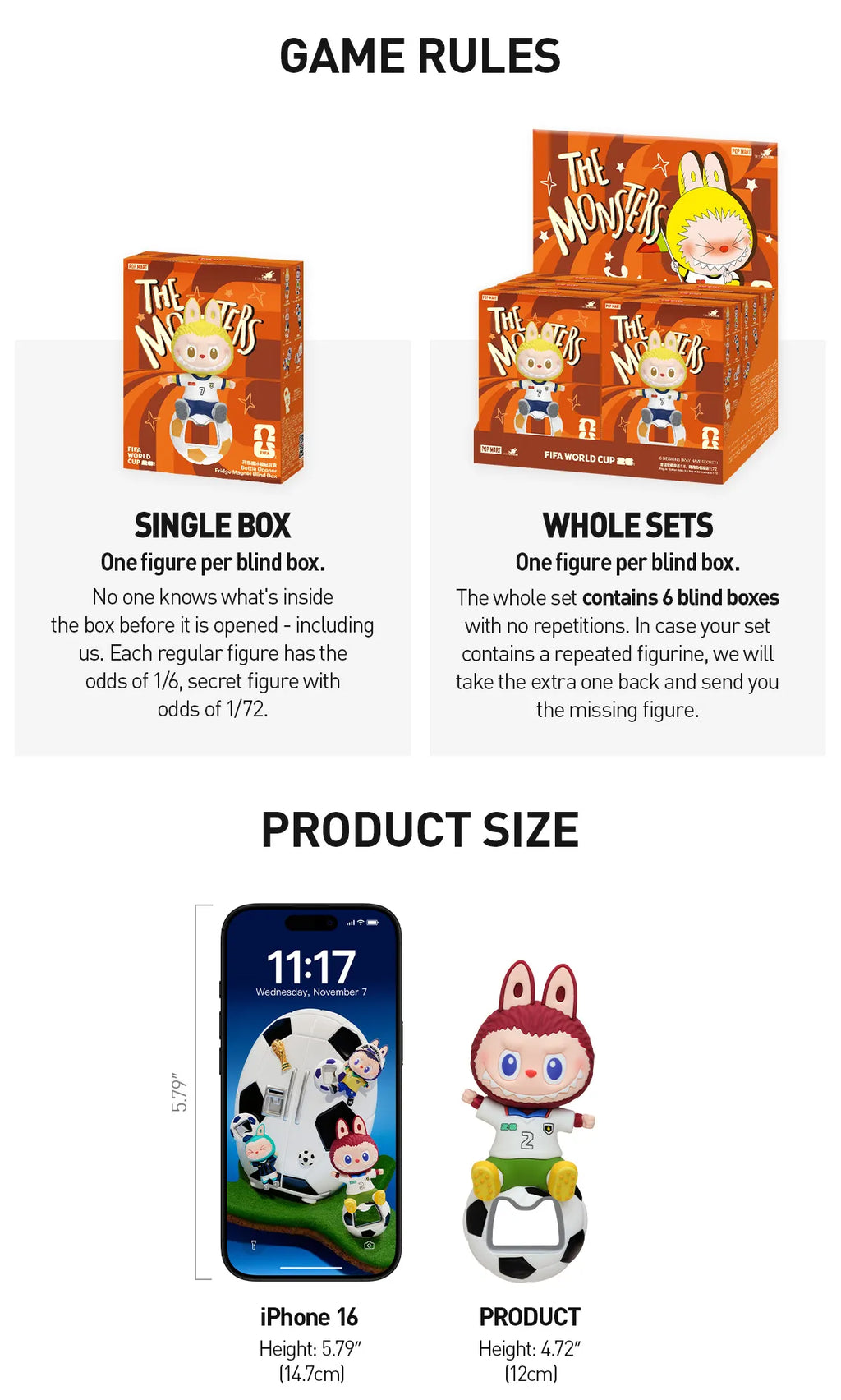 [pre order] THE MONSTERS × FIFA SERIES - Bottle Opener Fridge Magnet Blind Box