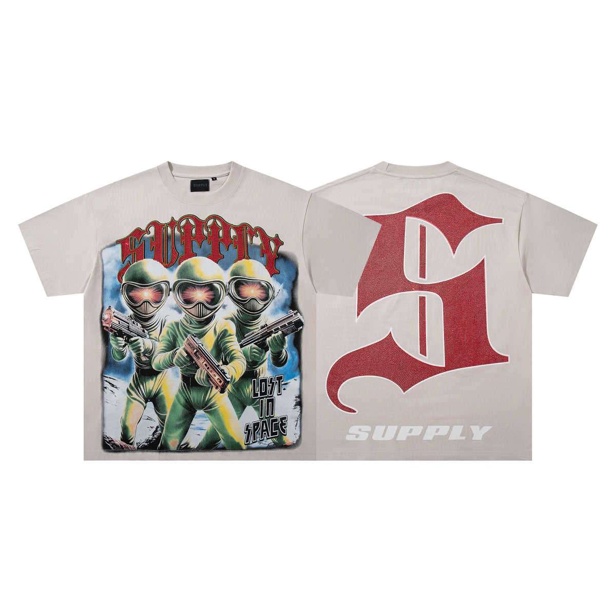 SUPPLY Alien Warrior Graphic Oversized White T-Shirt