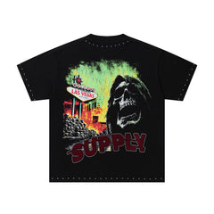 SUPPLY Death Cult Reaper Black Washed Oversized Graphic T‑Shirt