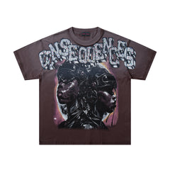 Rare Peace Consequences No Deserves Value Portrait Graphic Streetwear Short Sleeve Tee
