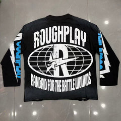 Roughplay Mind‑Blown Skeleton Moon Desert Long‑Sleeve Distressed Tee
