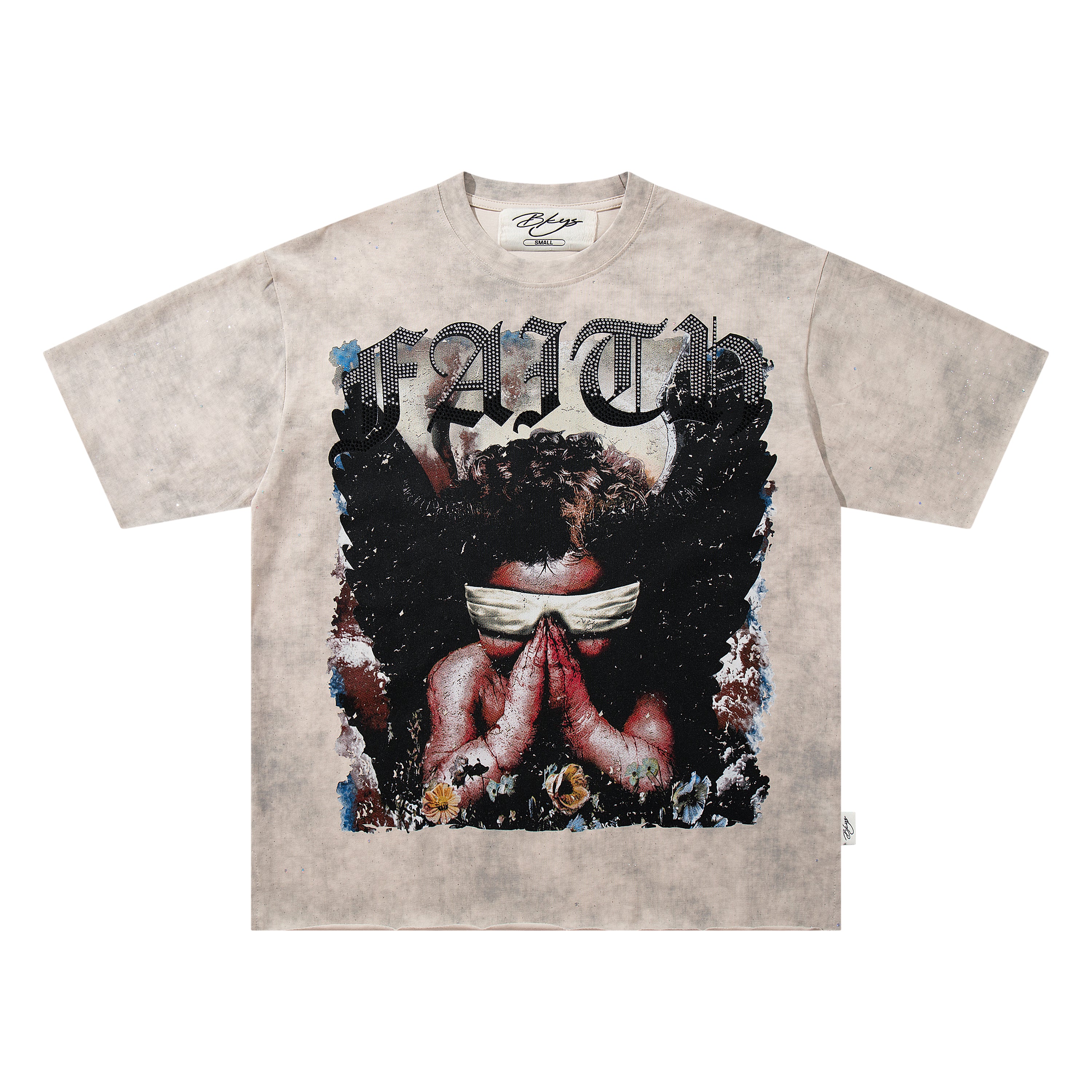 BKYS Praying Angel Cream Oversized Graphic T-Shirt