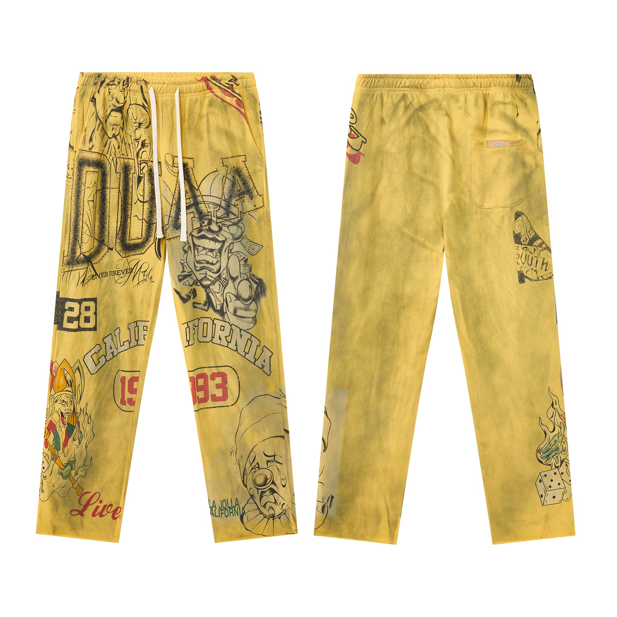 DUAA Clown Chicano Collage Vintage Washed Straight‑Leg Sweatpants