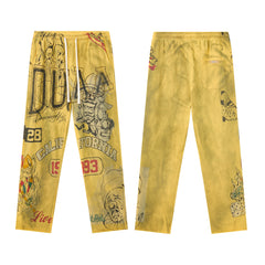 DUAA Clown Chicano Collage Vintage Washed Straight‑Leg Sweatpants
