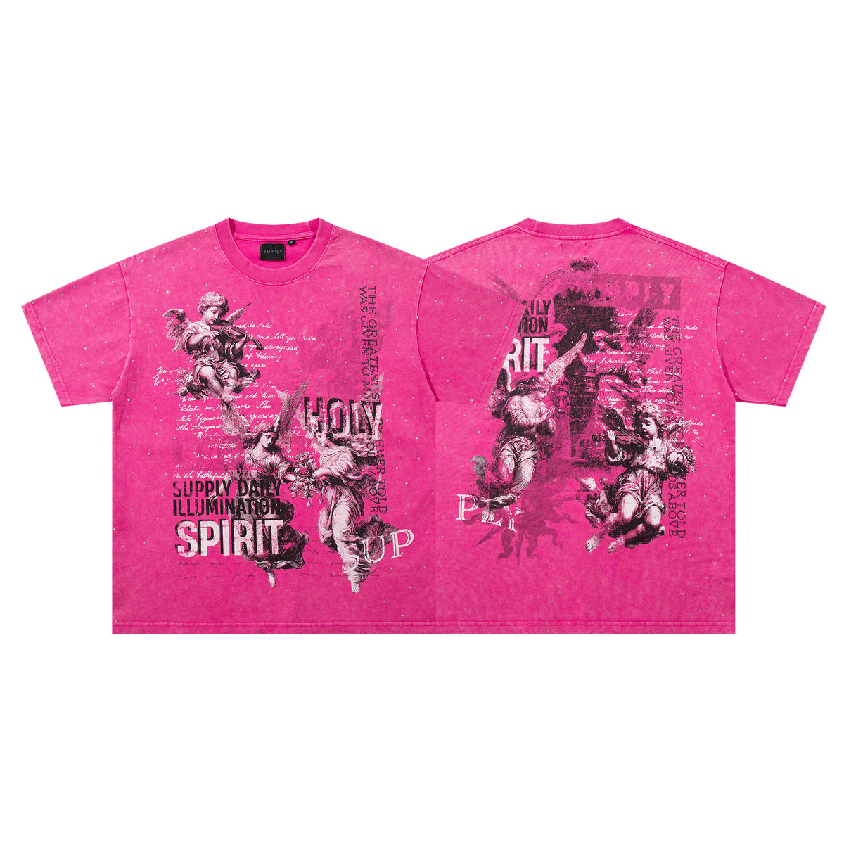 SUPPLY Spirit Angel Hot Pink Washed Oversized Graphic T‑Shirt
