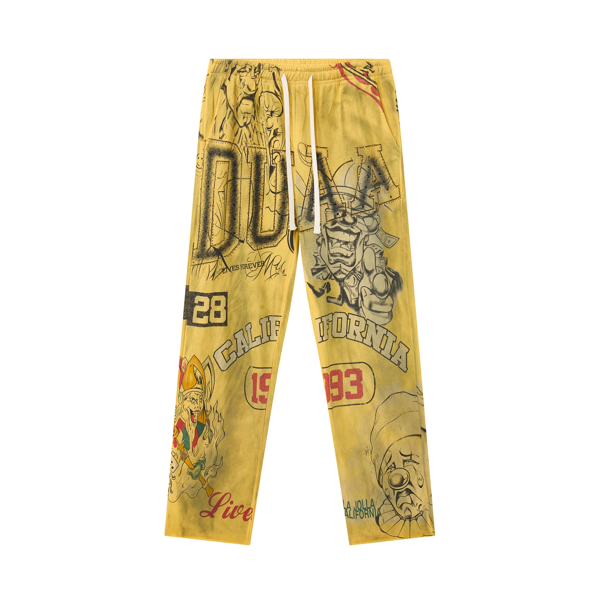 DUAA Clown Chicano Collage Vintage Washed Straight‑Leg Sweatpants