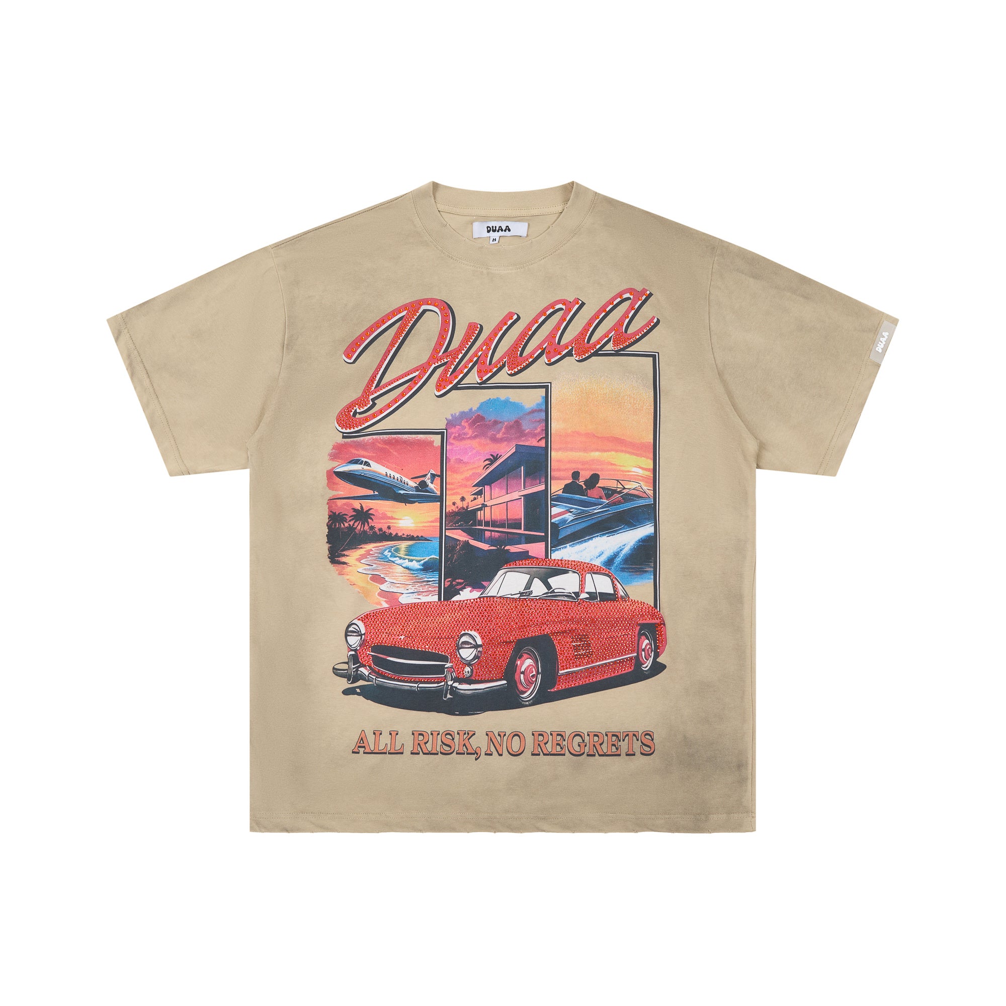 DUAA All Risk No Regrets Luxury Retro Lifestyle Collage Graphic Tee
