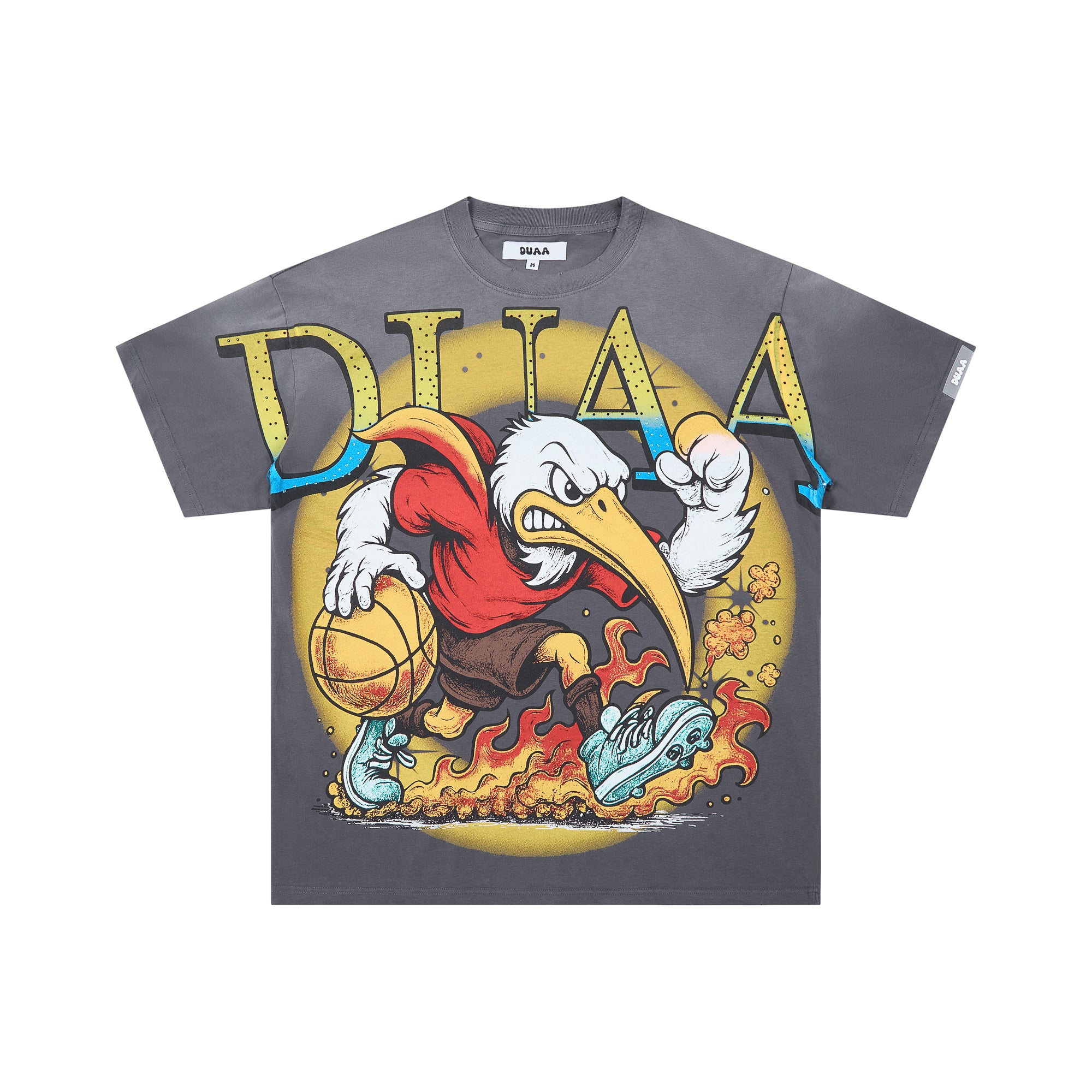 DUAA Cartoon Eagle Basketball Retro Street Graphic Tee