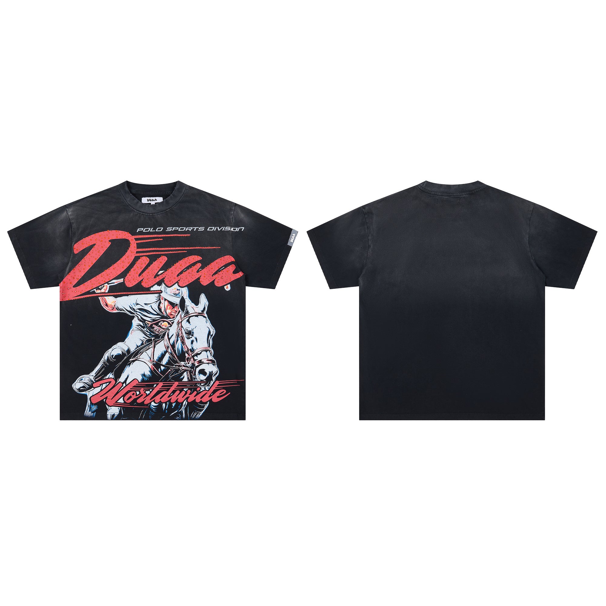 DUAA Worldwide Polo Sports Rider Retro Graphic Tee
