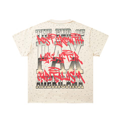 Rare Peace Cue The Chaos Graffiti Eagle Graphic Oversized White T-Shirt