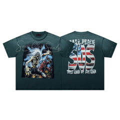 Rare Peace SOS Demon Warrior Graphic Streetwear Tee