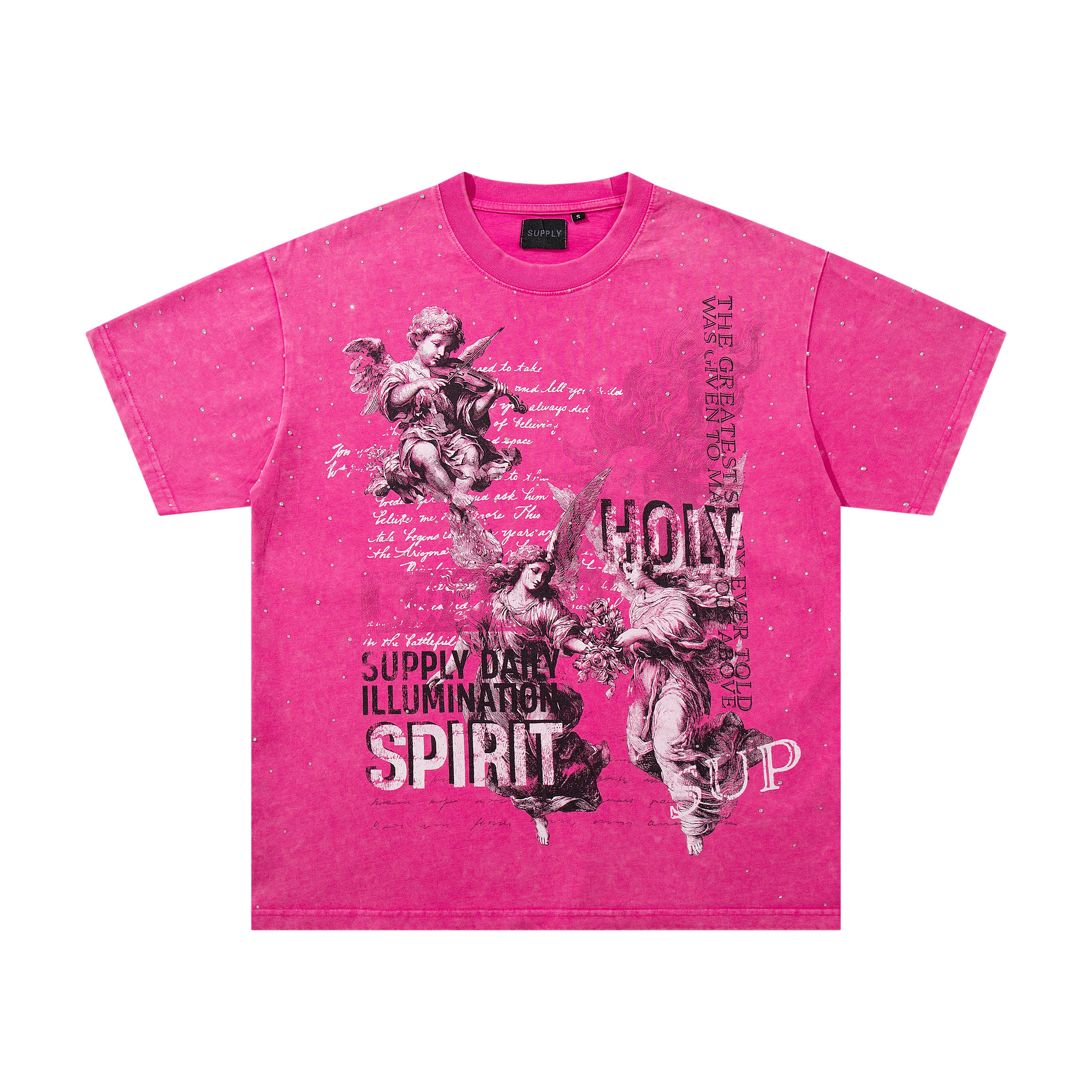 SUPPLY Spirit Angel Hot Pink Washed Oversized Graphic T‑Shirt