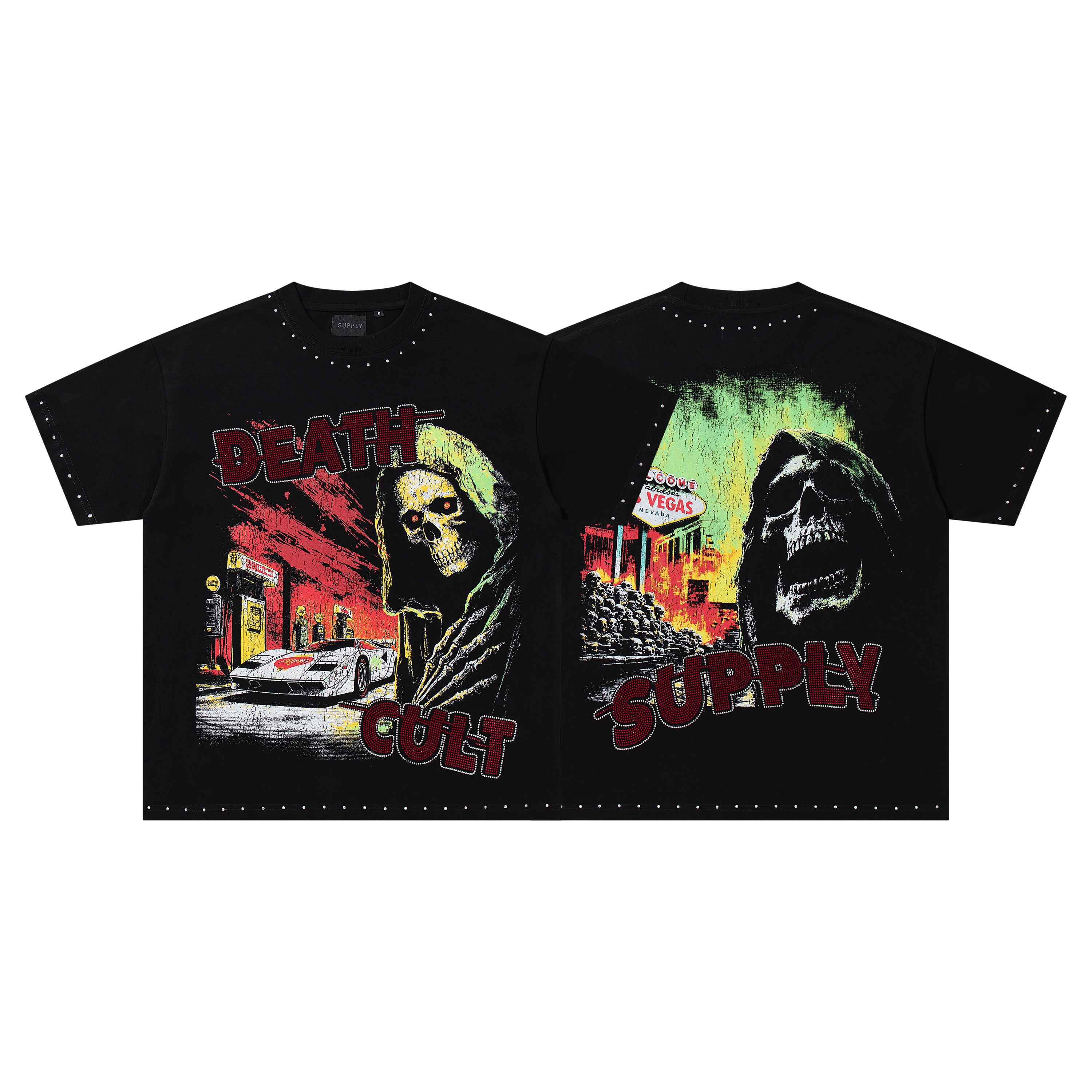 SUPPLY Death Cult Reaper Black Washed Oversized Graphic T‑Shirt