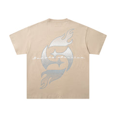 SUPPLY Angel Flame Minimal Graphic Oversized Beige T-Shirt