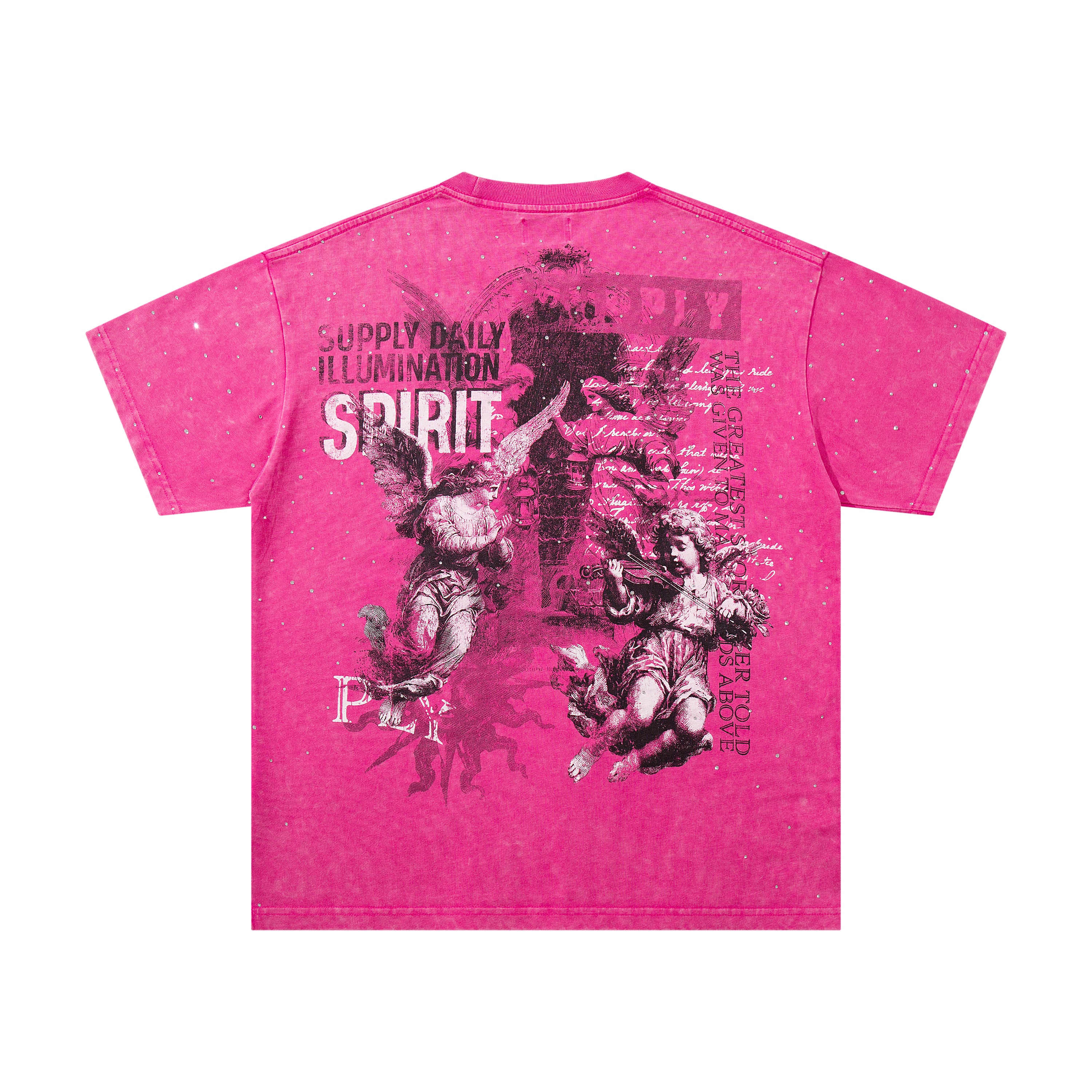 SUPPLY Spirit Angel Hot Pink Washed Oversized Graphic T‑Shirt