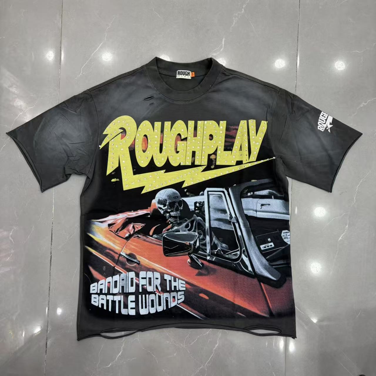 Roughplay Skeleton Convertible Lightning Bolt Graphic T‑Shirt