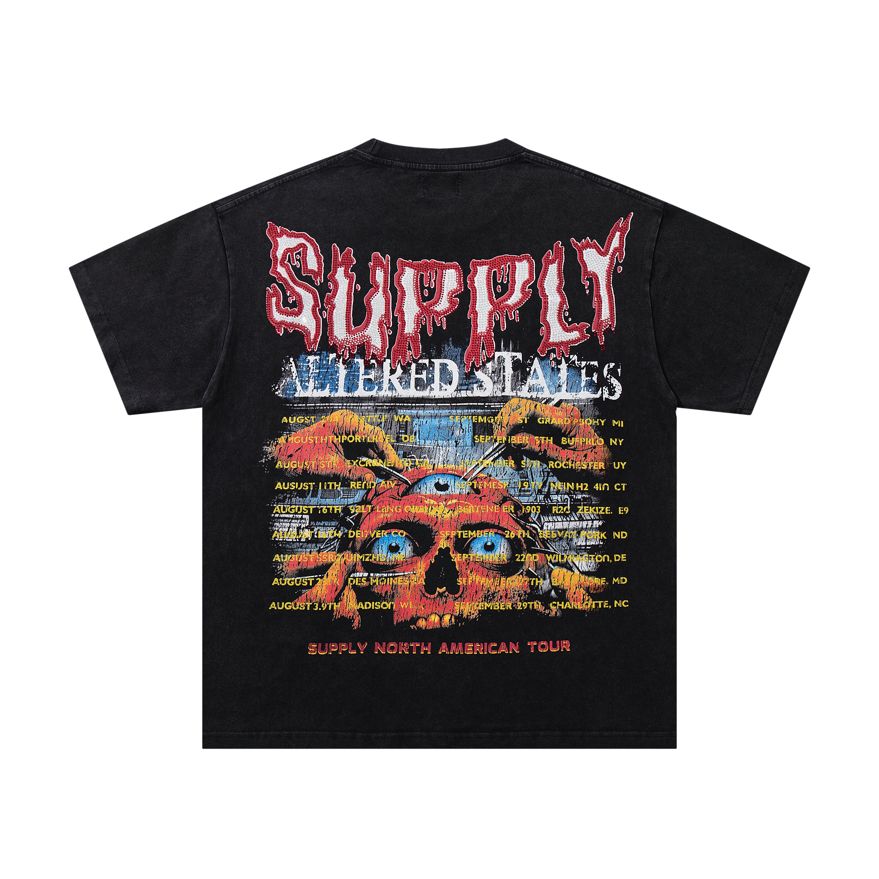 SUPPLY Abstract Skull Punk Black Washed Oversized Graphic T‑Shirt