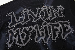 BKYS Rhinestone Portrait Print Vintage Fade Relaxed Graphic Tee