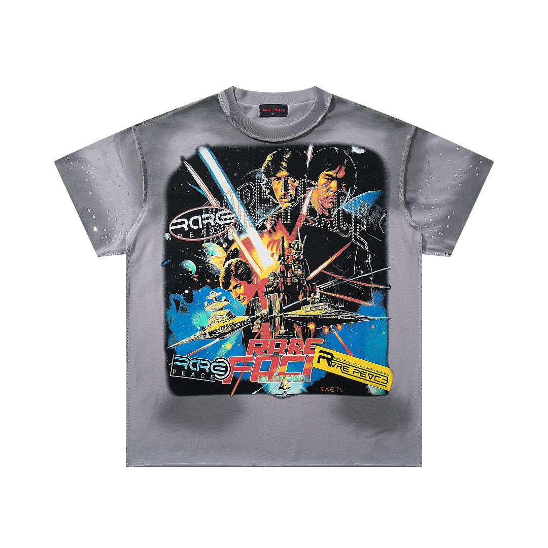 Rare Peace Vintage Sunset Rhinestone Oversized Graphic Tee
