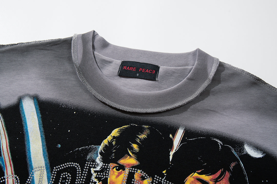 Rare Peace Vintage Sunset Rhinestone Oversized Graphic Tee