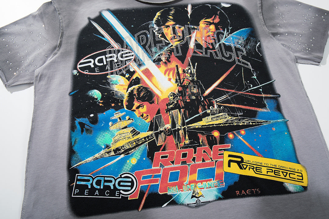 Rare Peace Vintage Sunset Rhinestone Oversized Graphic Tee