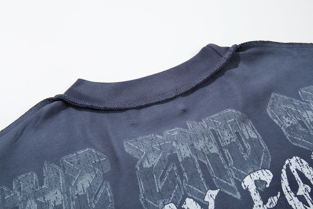 Rare Peace Coastal Distressed Crystal Graphic Oversized T-Shirt