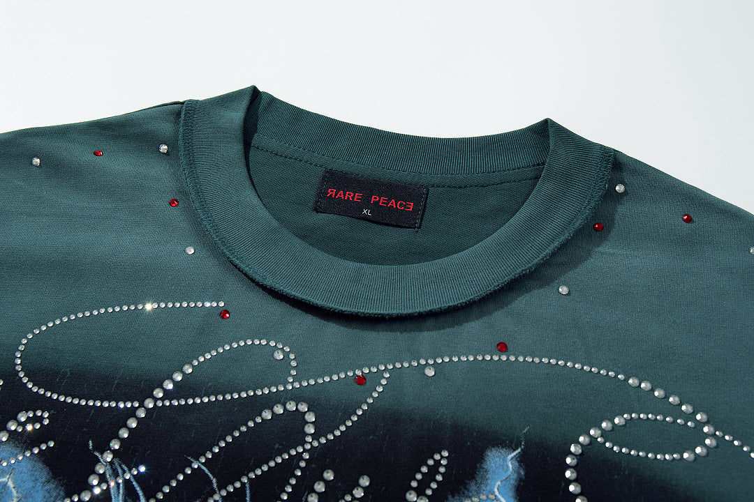 Rare Peace Desert Fade Rhinestone Graphic Streetwear Tee