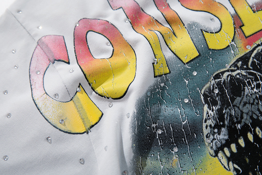 Rare Peace Legacy Faded Crystal Graphic Streetwear T-Shirt
