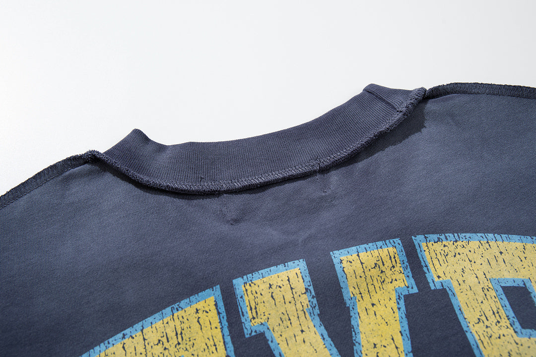 Rare Peace Horizon Distressed Crystal Oversized Streetwear Tee