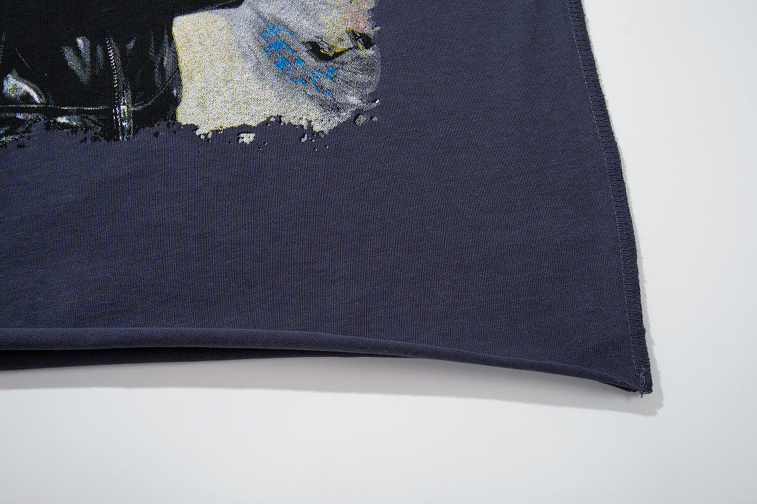 Rare Peace Horizon Distressed Crystal Oversized Streetwear Tee