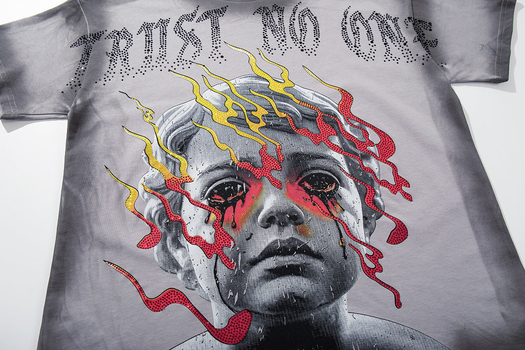 Rare Peace Solstice Vintage Rhinestone Oversized Graphic T-Shirt