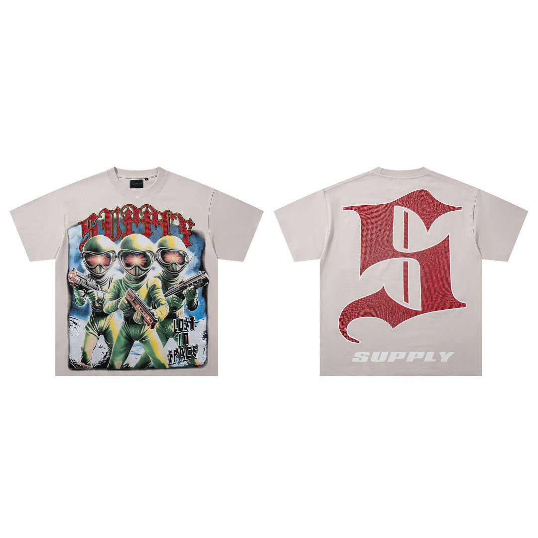 Supply Street Crest Rhinestone Graphic Oversized Tee