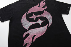 Supply City Code Rhinestone Graphic Oversized Tee