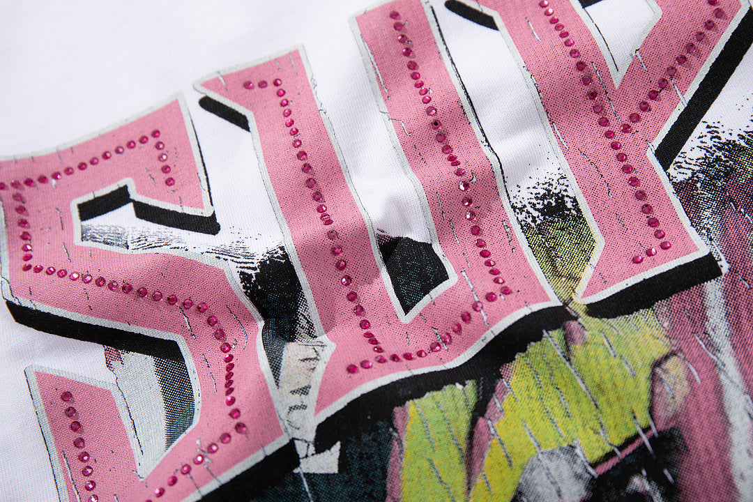 Supply Street Authority Rhinestone Graphic Oversized Tee