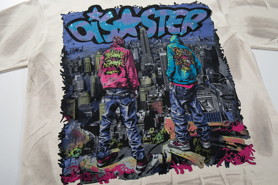 BKYS Crystal Portrait Vintage Fade Street Style Graphic T-Shirt