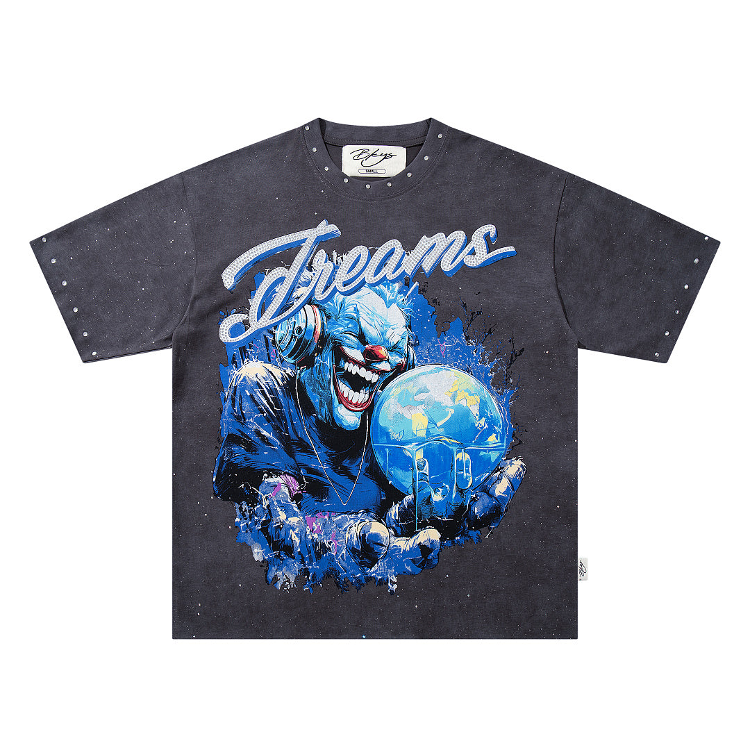 BKYS Urban Legend Portrait Rhinestone Washed Graphic Tee