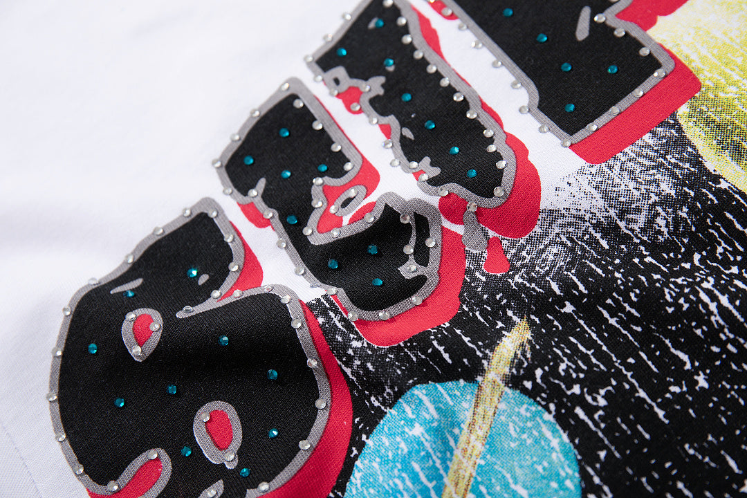 Supply Street Ritual Rhinestone Graphic Oversized Tee